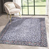 Leopard Print Chenille Rug with Floral Border